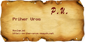 Priher Uros névjegykártya